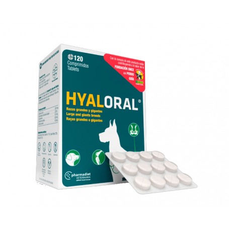 Hyaloral Raza Grandes y Gigantes 120 comprimidos (ácido hialurónico, colágeno hidrolizado, Gamma Orizanol)