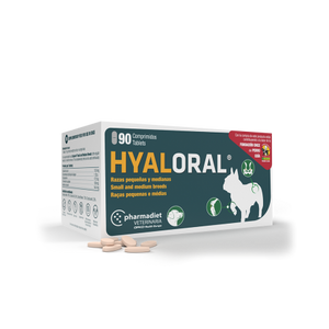 Hyaloral Raza pequeña y mediana 90 comprimidos (ácido hialurónico, colágeno hidrolizado, Gamma Orizanol)